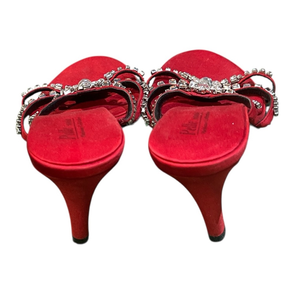 Pelle Moda Rhinestone Red Heeled Sandals - Picture 4 of 5